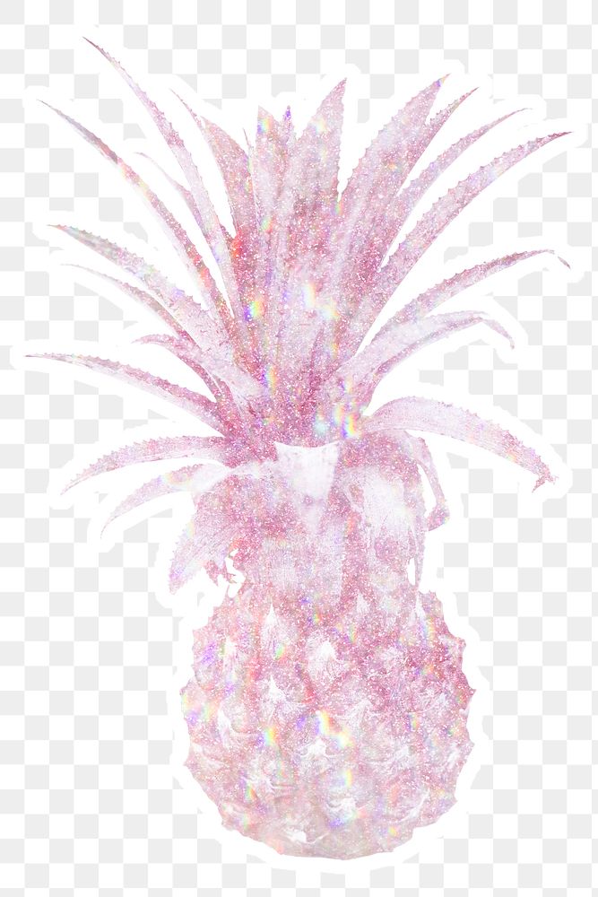 Pink holographic pineapple sticker design element