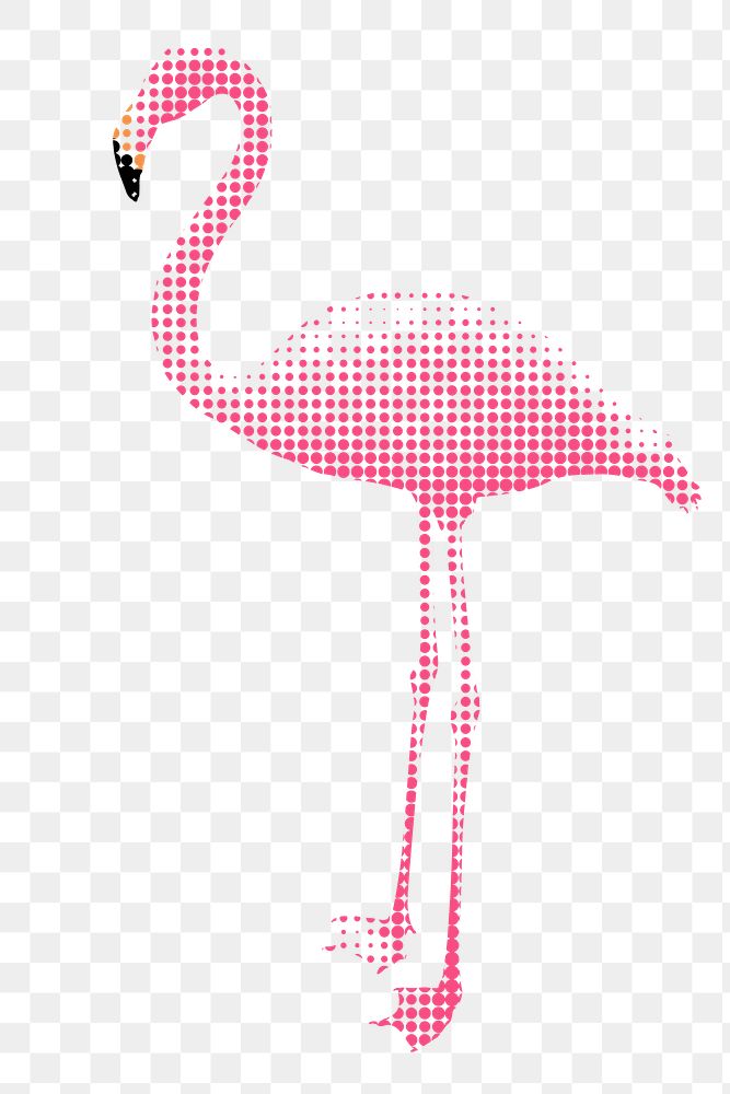 Pink flamingo halftone style design element