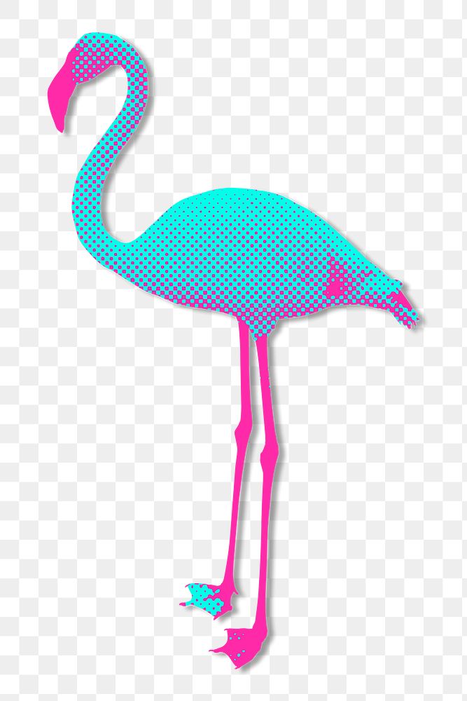 Blue flamingo halftone style design element