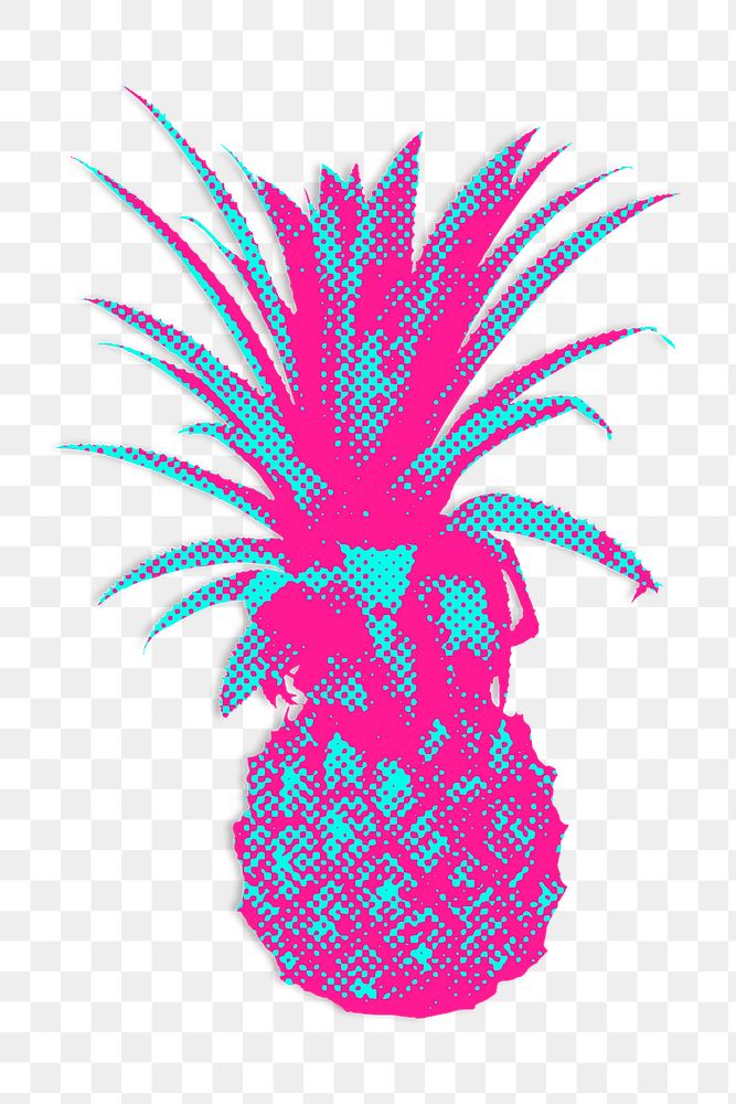 Pink pineapple halftone style design element
