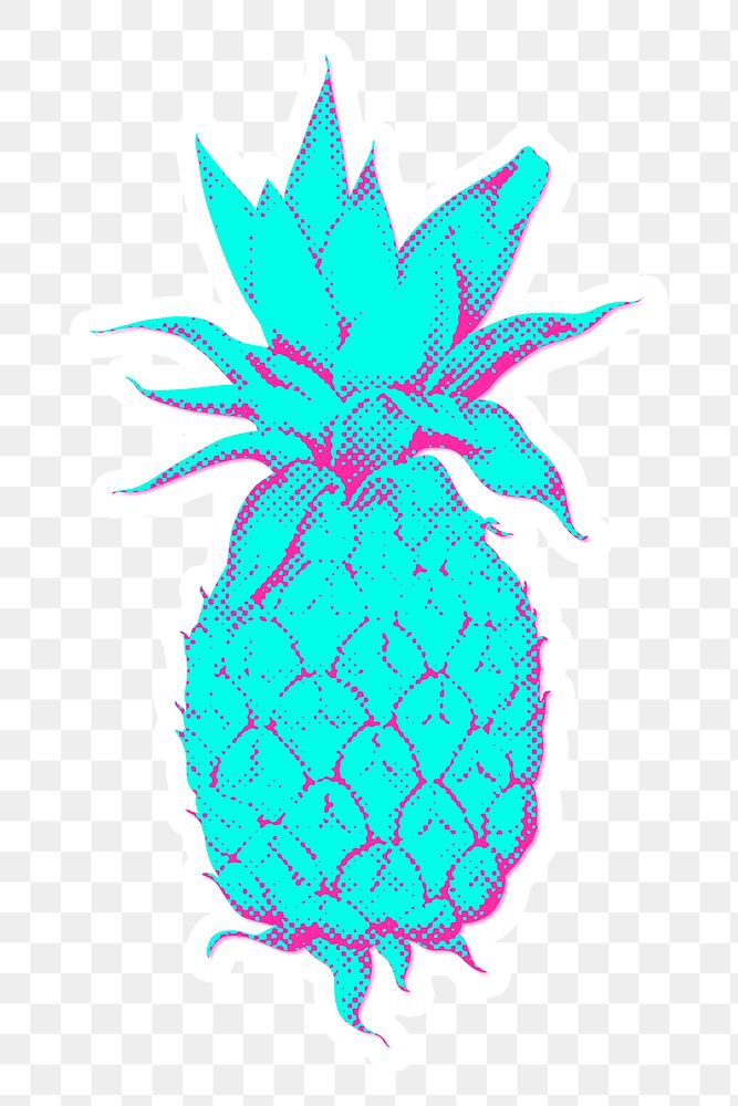 Blue pineapple halftone style  sticker design element