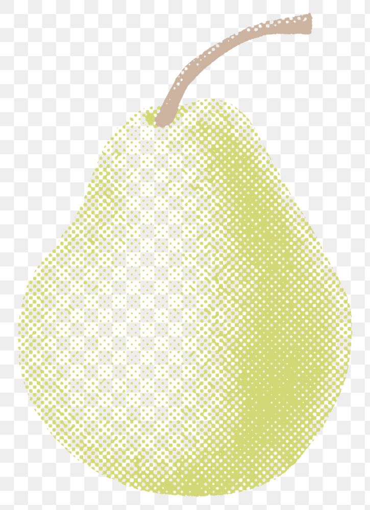 Halftone fresh pear design element with white border 