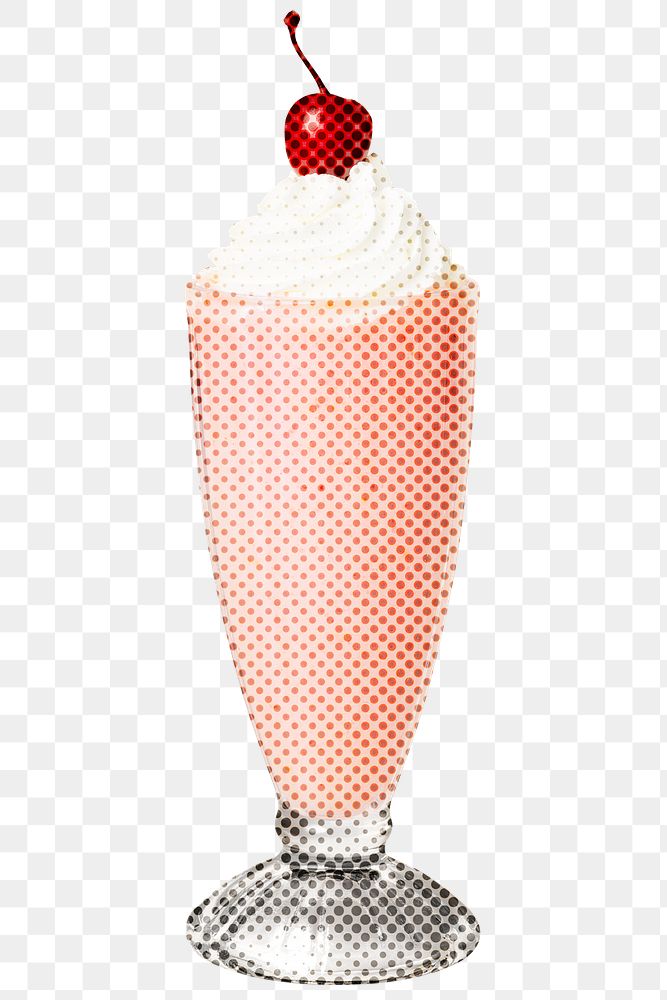 Halftone strawberry milkshake drink sticker design element