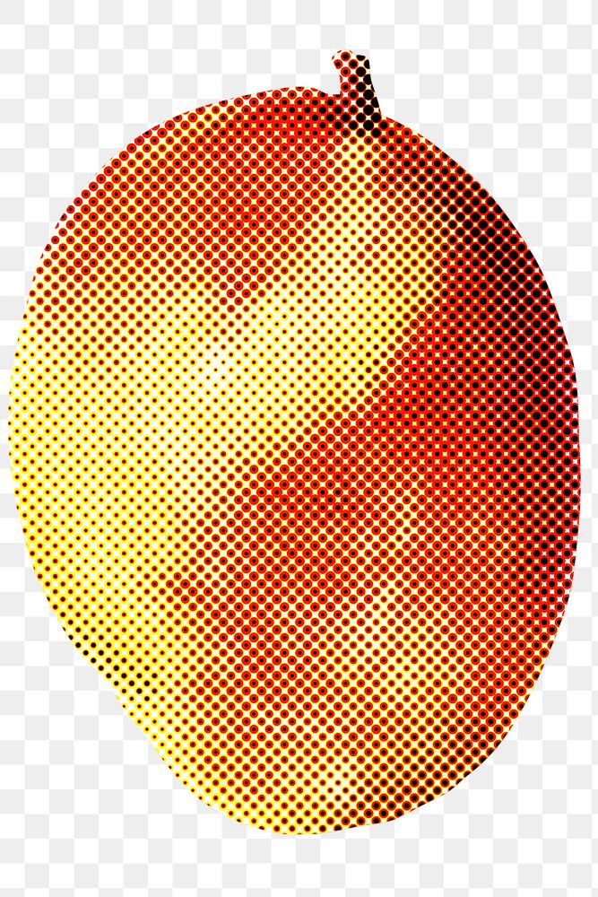 Halftone red mango sticker design element