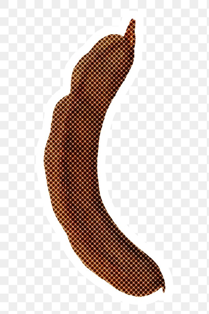 Halftone Indian tamarind sticker with a white border
