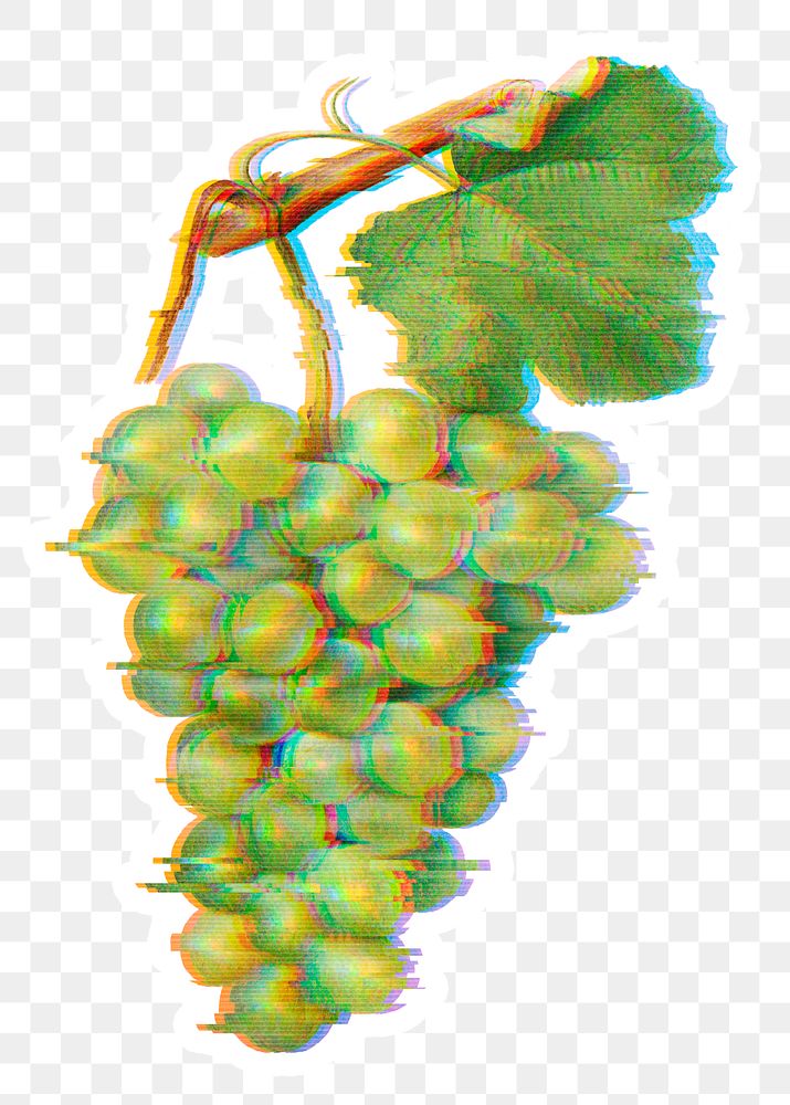 Green grapes with glitch effect sticker overlay