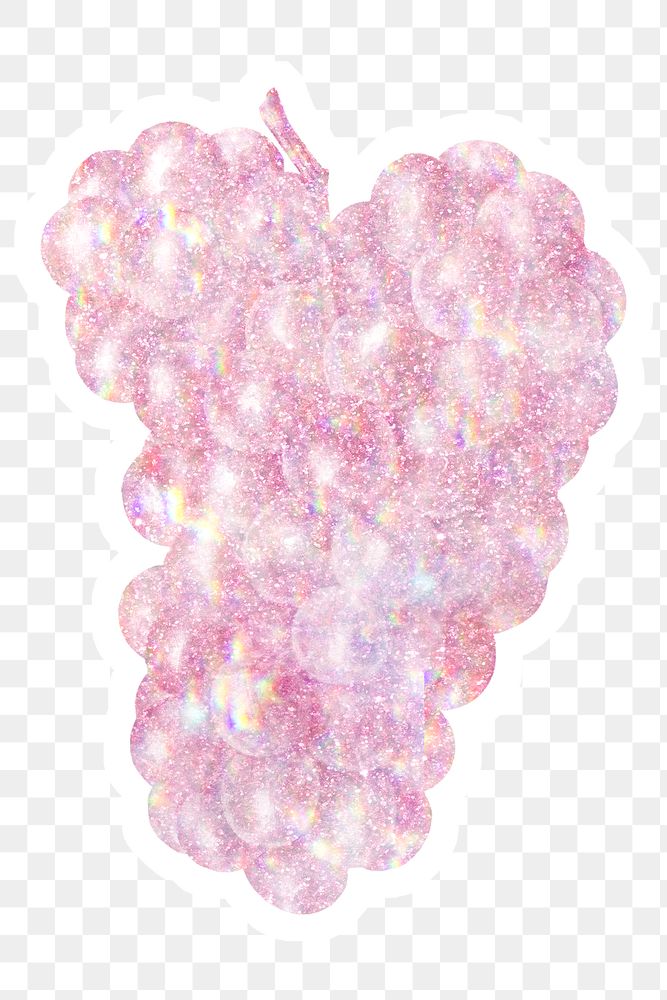 Pink holographic grapes sticker design element