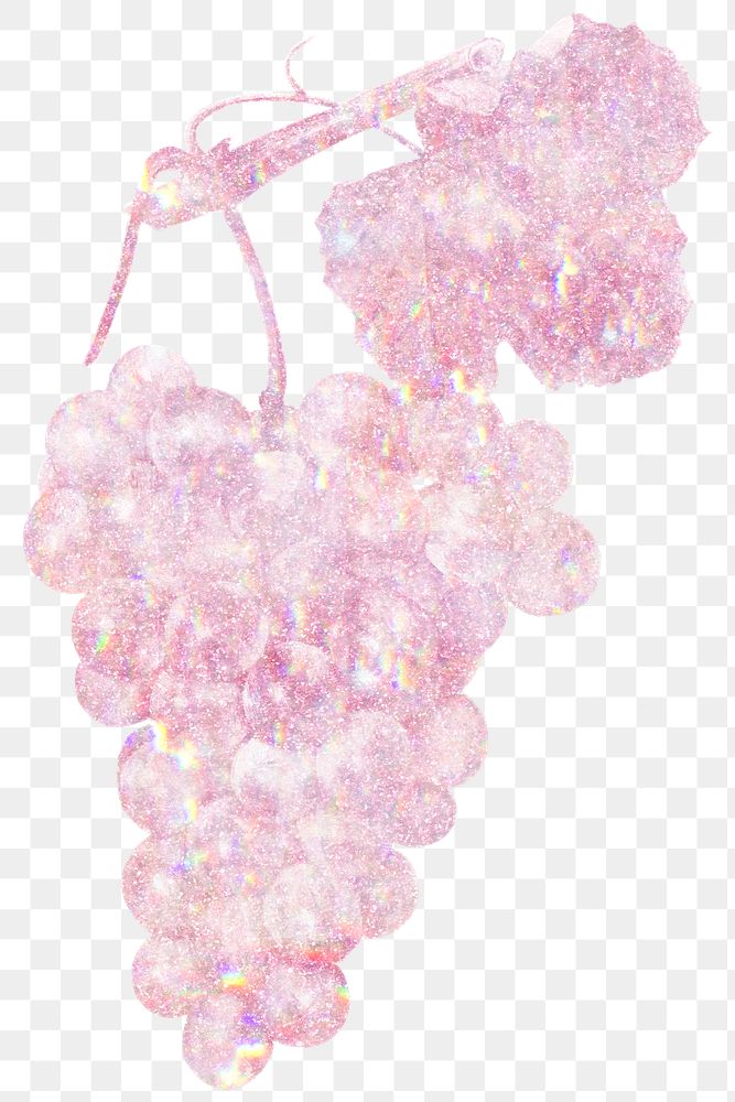 Pink holographic grapes sticker design element