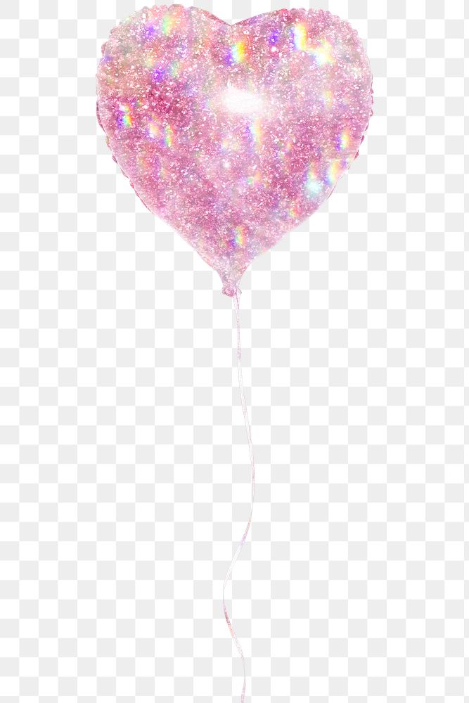 Pink holographic heart shaped balloon design element