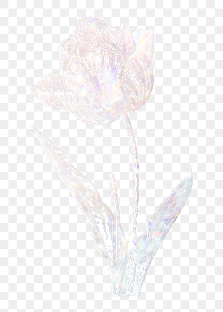 Silver holographic tulip flower design element