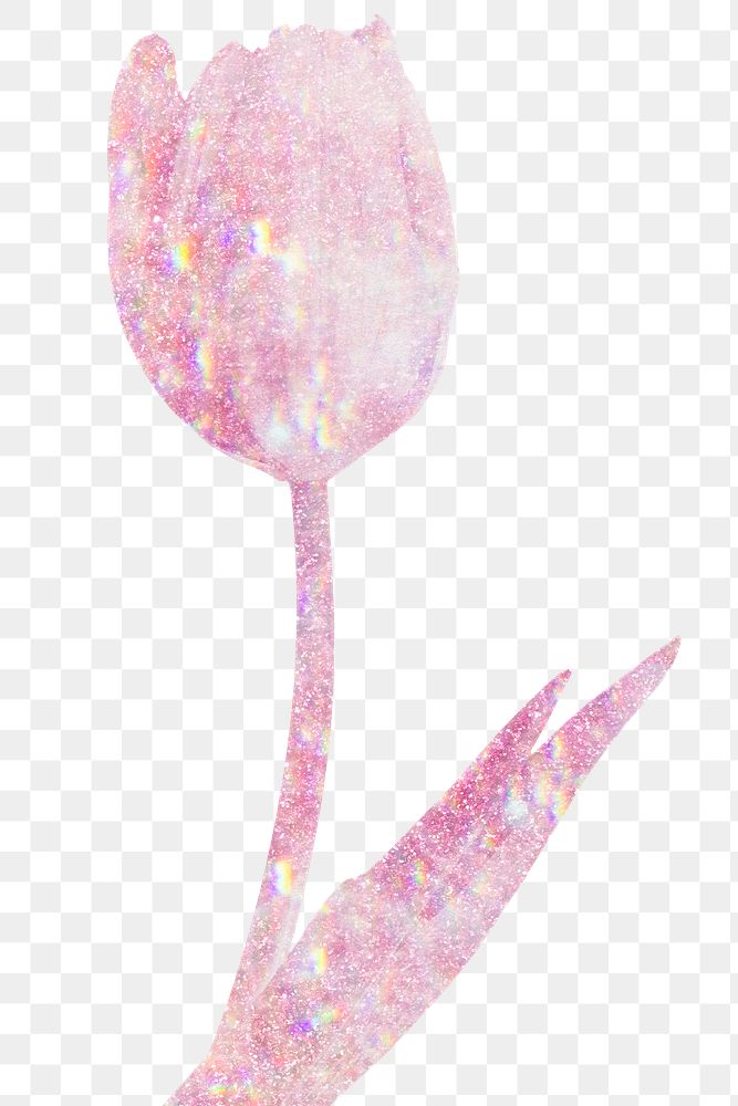 Pink holographic tulip design element