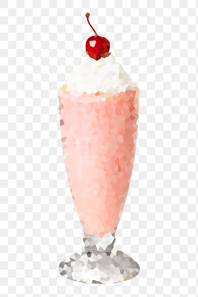 Crystallized style strawberry milkshake illustration design element