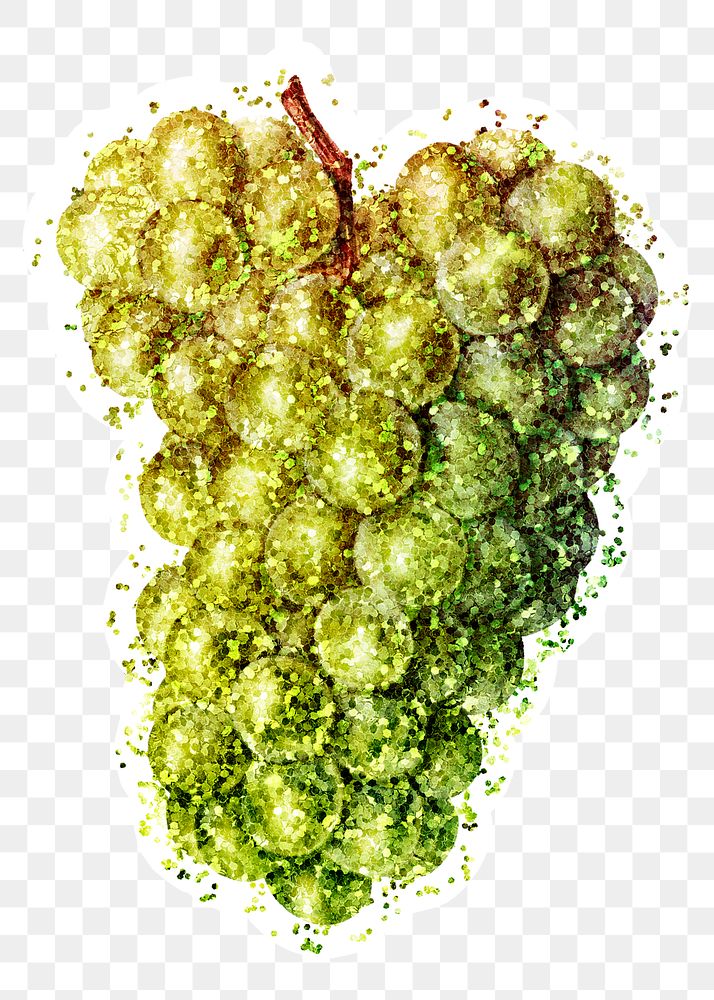 Glitter green grape fruit illustration with a white border sticker