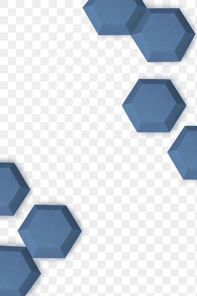 Blue paper craft hexagon patterned template