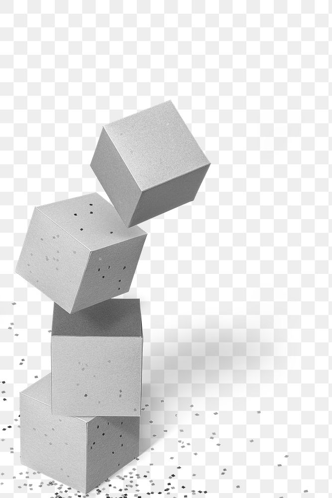 3D gray paper craft cubic design element