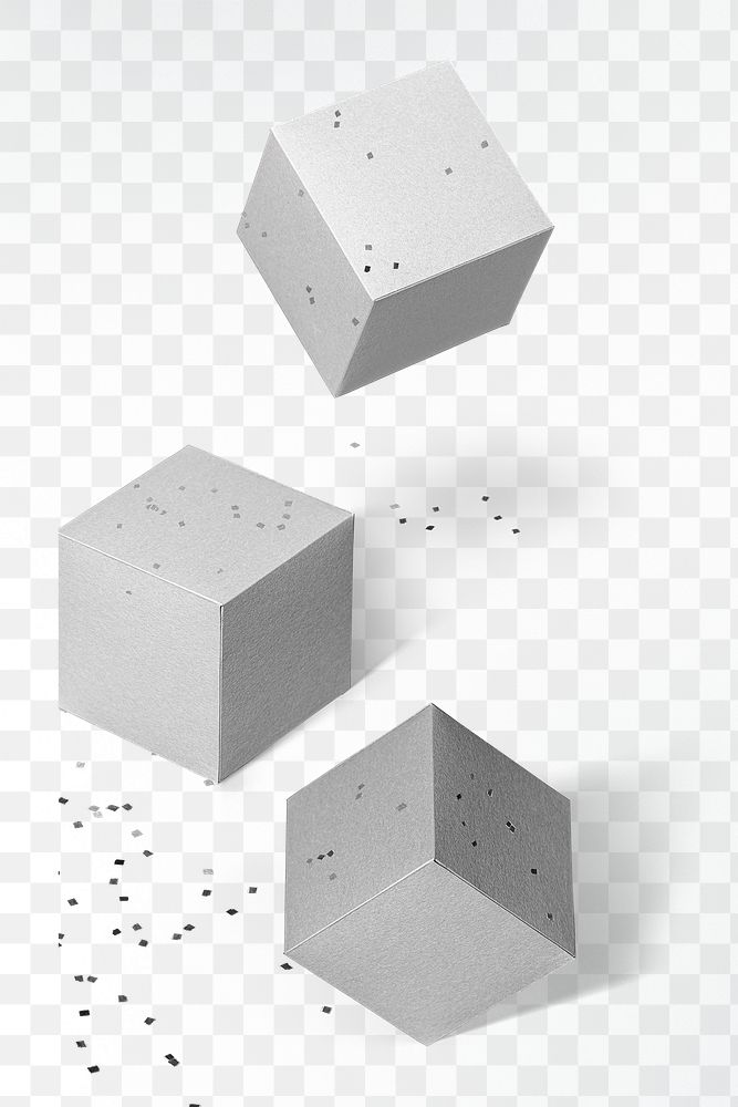 3D gray paper craft cubic design element