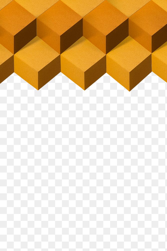 3D orange paper craft cubic patterned background design element