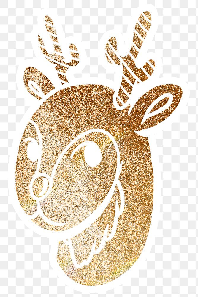 Shimmering golden antlers sticker overlay design element