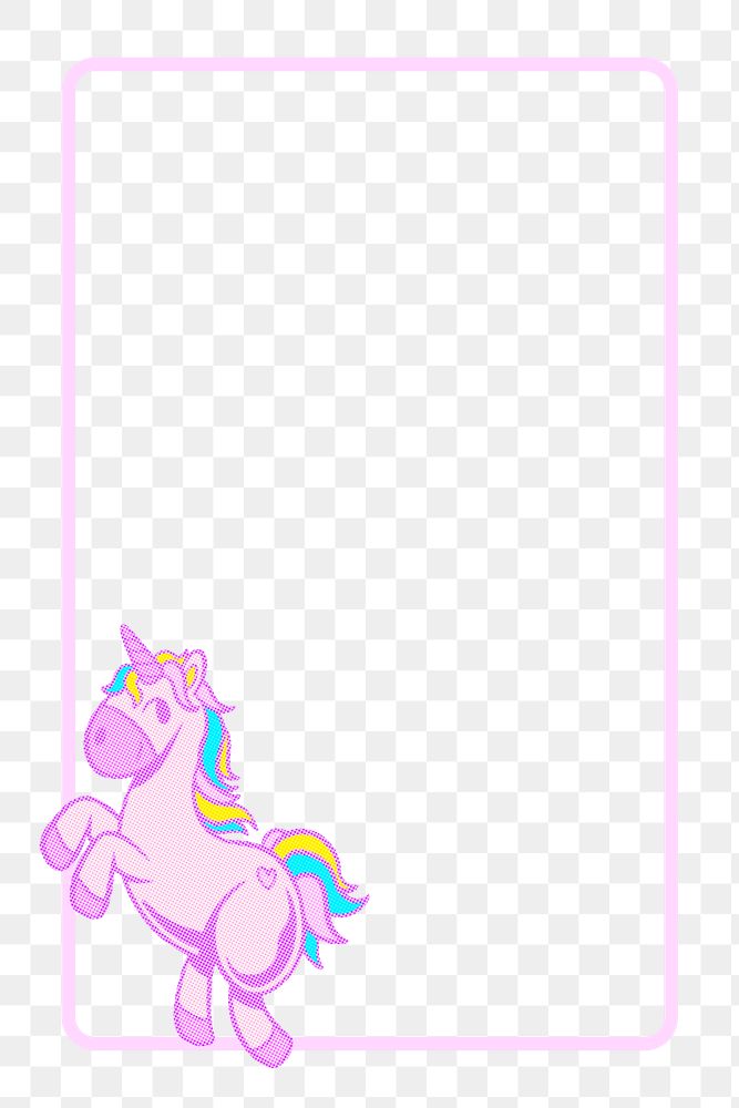 Rectangle frame pink unicorn design element