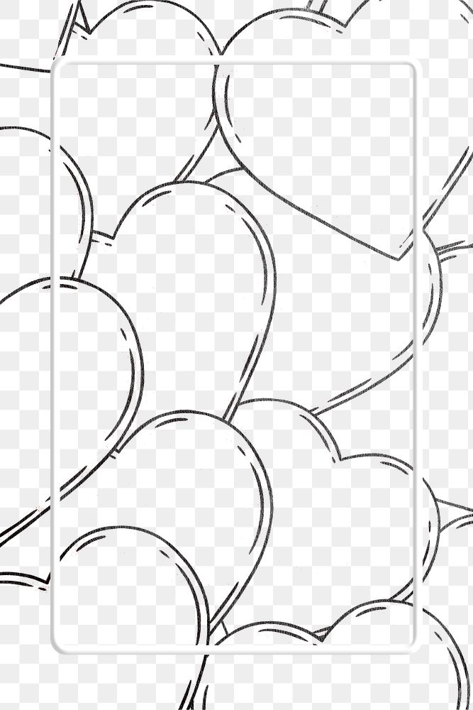 Rectangle hand drawn heart frame design element