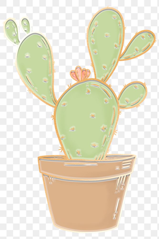 Green cactus sticker design element