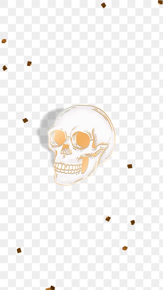 Gold skull with confetti design element