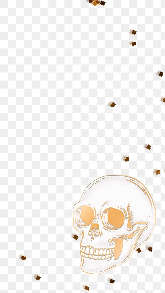 Gold skull with confetti design element