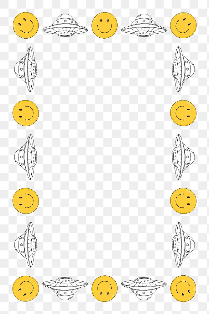 Smiley and spaceships frame png