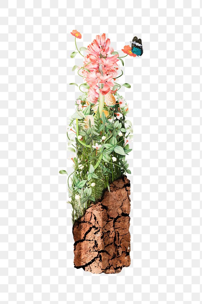 Flowers growing out of the earth sticker design element