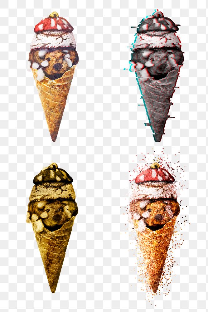 Unused toys in a waffle cone set design element