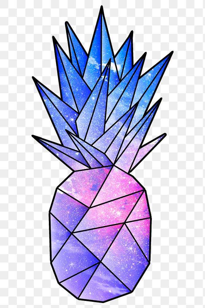 Purple galaxy patterned geometrical shaped pineapple sticker design element