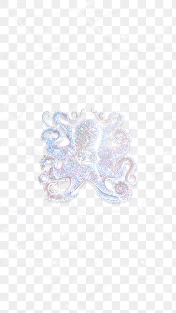 Silver holographic octopus background overlay
