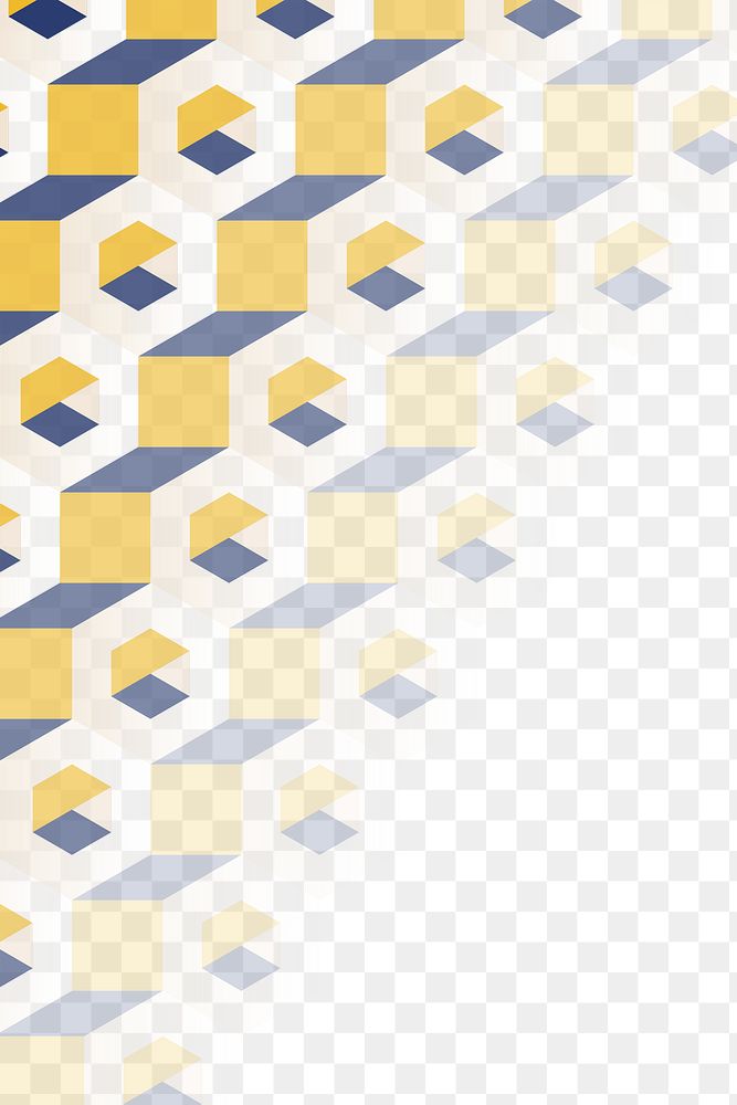 3D yellow and blue hexagonal pattern design element