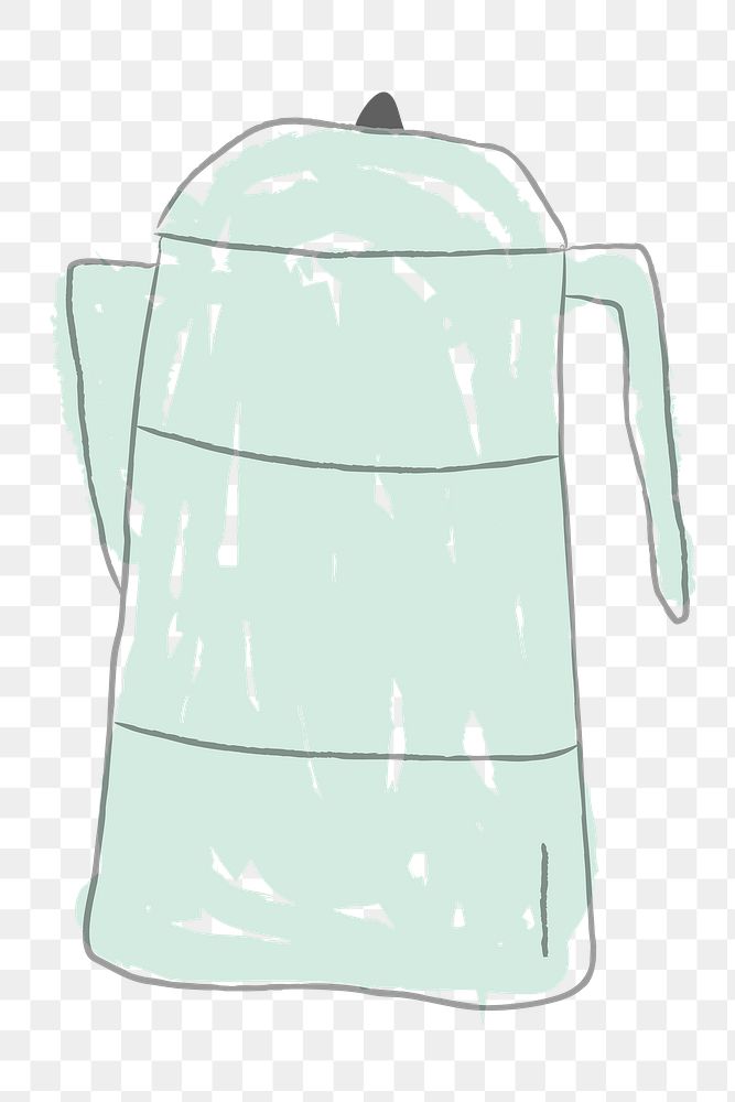 Green coffee pot doodle style design element