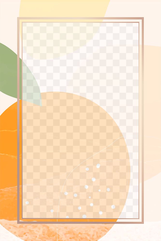 PNG Gold frame orange fruit pattern