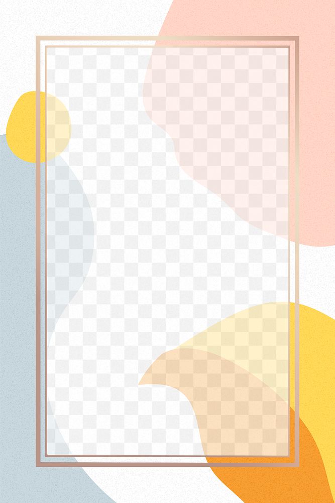 Pastel gold png frame on memphis pattern background