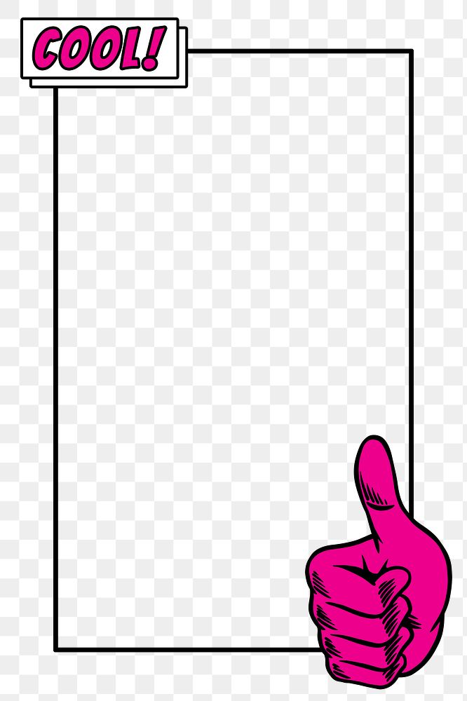 Cool pink thumb up on frame design element