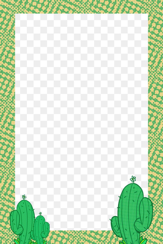 Green natural cactus rectangle frame design element