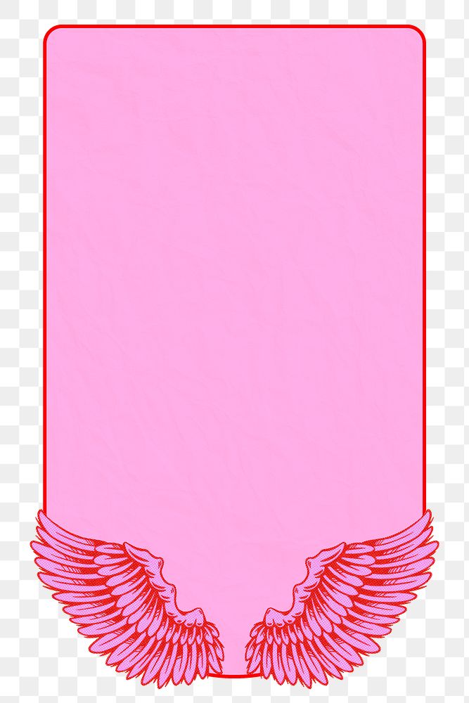 Pink wings rectangle frame design element