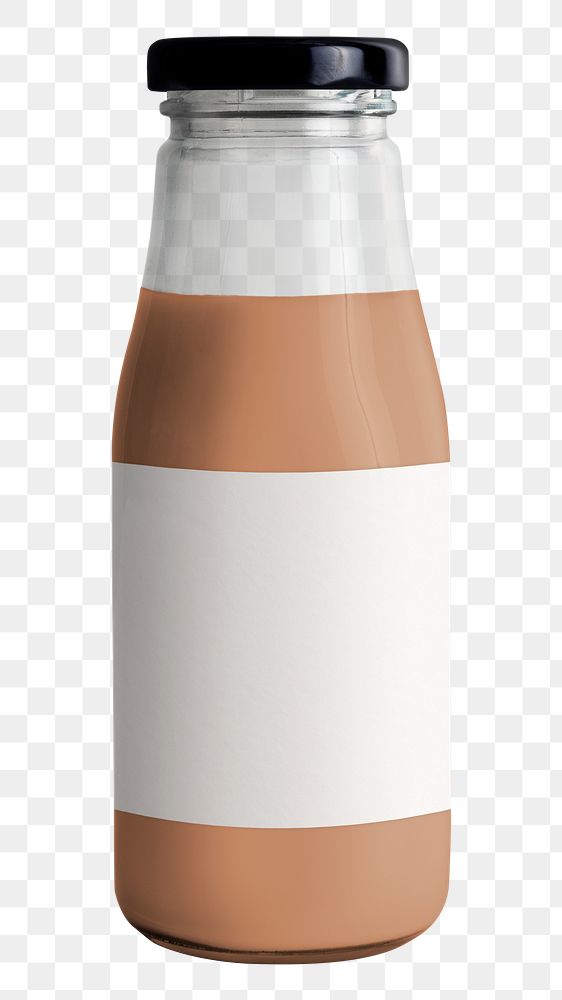 Fresh chocolate milk in a glass bottle with a label mockup