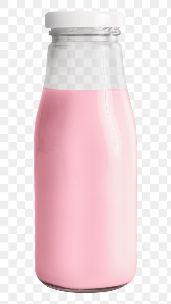 Fresh strawberry milk in a glass bottle mockup