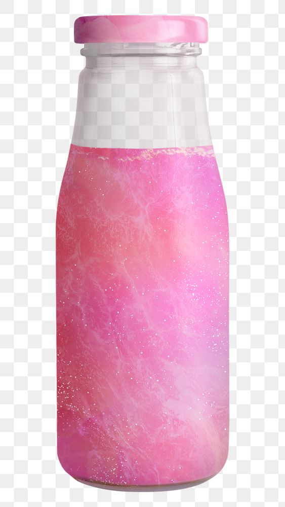 Shimmering pink drink in glass bottle mockup