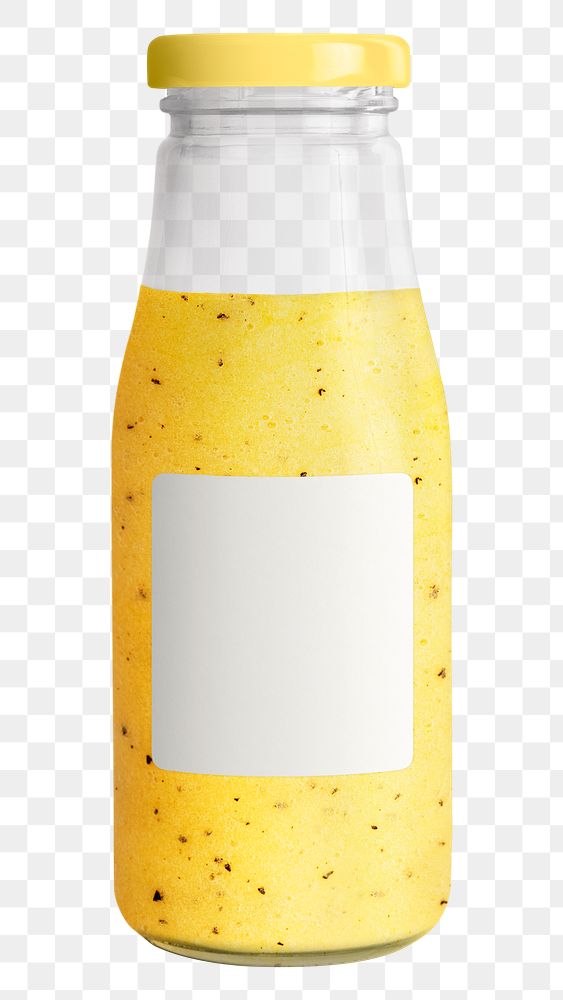 Passion fruit smoothie in a glass with a label bottle mockup