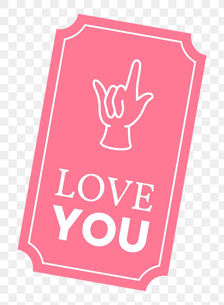 Png love you text label colorful retro sticker