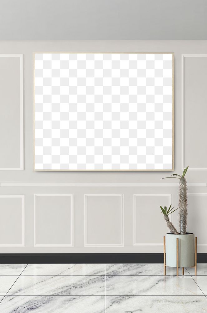 Blank frame mockup on a patterned wall