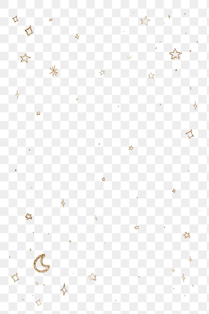 Shimmering gold stars and moon design element 