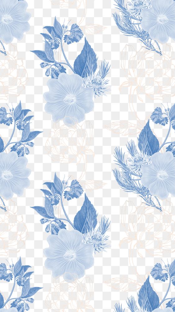 Hand drawn blue flower patterned background design element