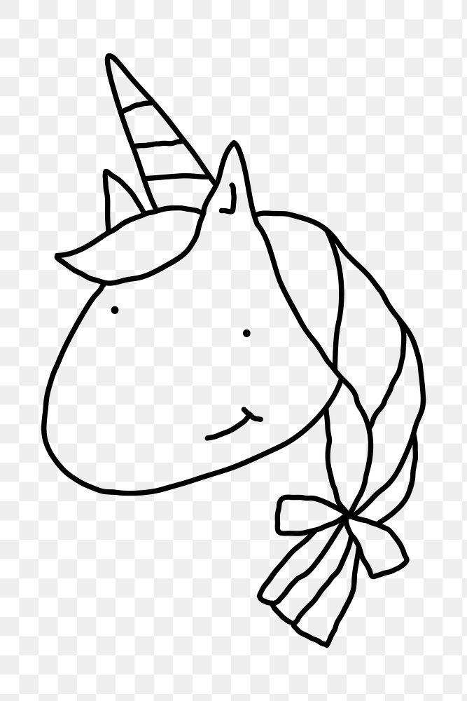 Hand drawn cute unicorn doodle style design element