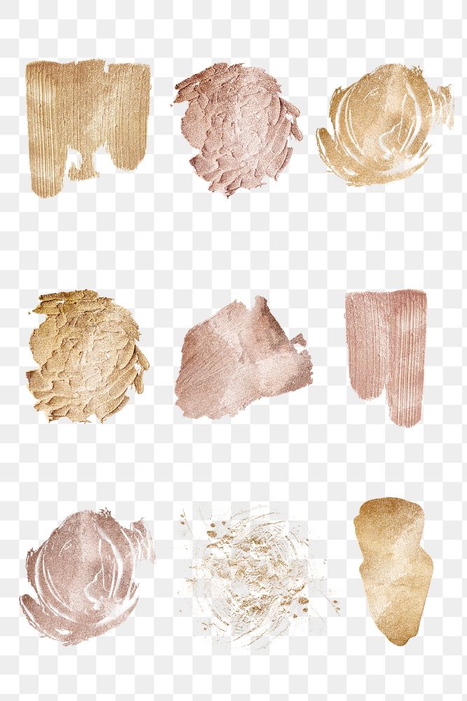 Gold glitter png sticker brush stroke collection