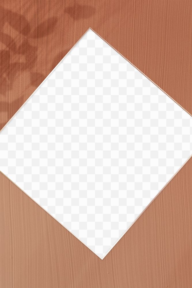 Gold diamond frame png on brown background
